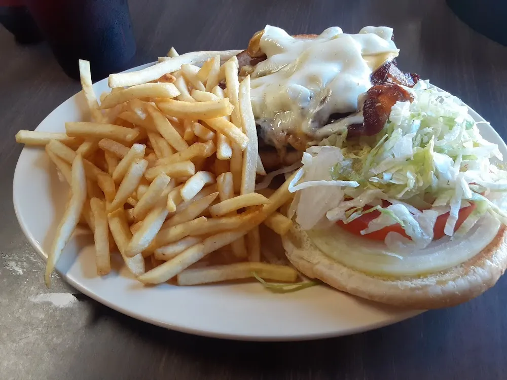 Bacon Cheeseburger and French Fries